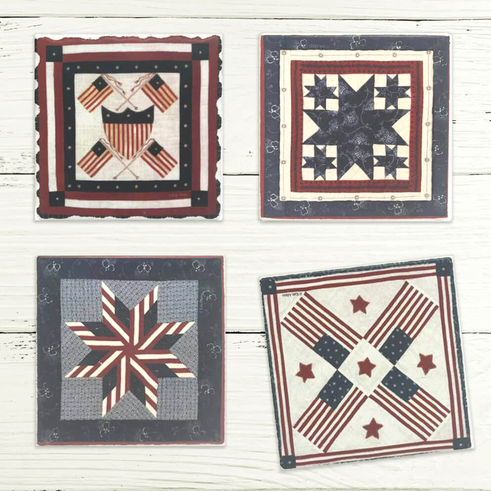 "Americana" American Quilt Coasters - Set of 4